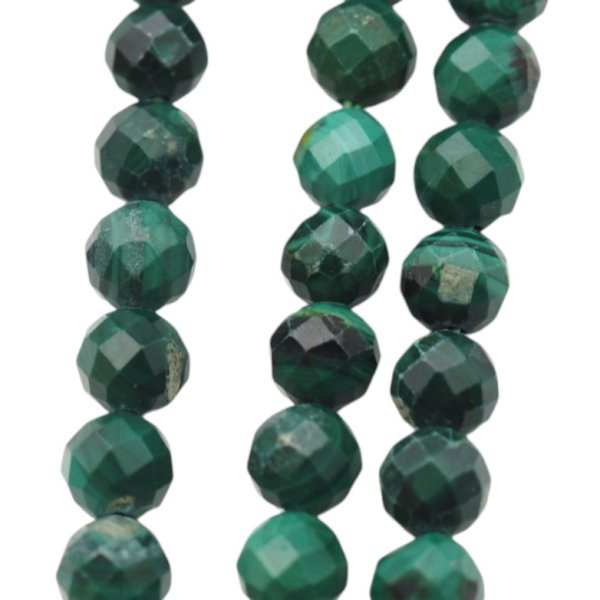 Malachit z wtrąceniami - fasetowane kulki 4 mm (sznur)