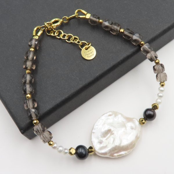 Mix kamieni w srebrze złoconym - bransoletka