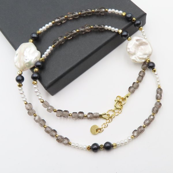 Mix kamieni w srebrze złoconym - naszyjnik