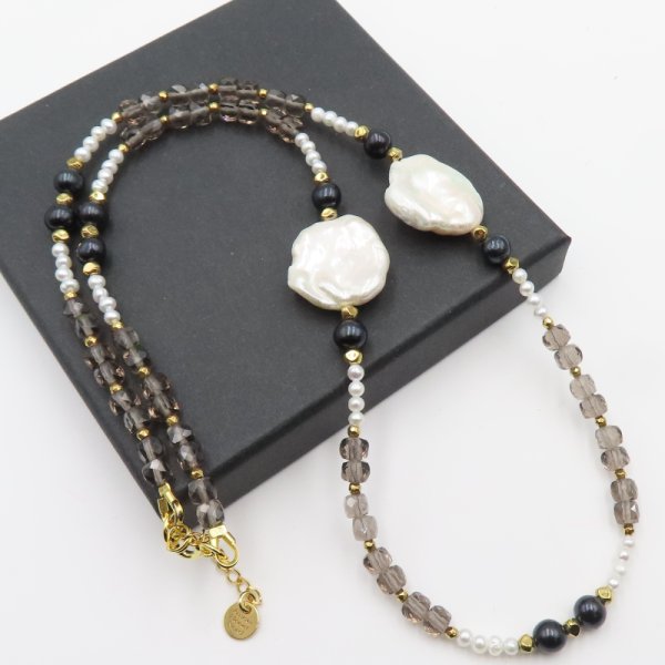 Mix kamieni w srebrze złoconym - naszyjnik