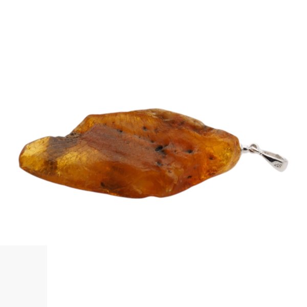 Naturalny Bursztyn i srebro - naszyjnik na rzemieniu