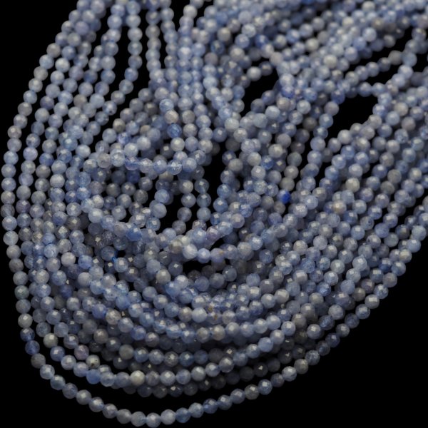 Tanzanit fasetowany kulki 3,3 mm (sznur)