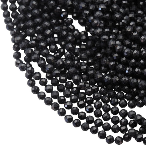 Turmalin czarny fasetowany kulka 6mm (sznur 38 cm)