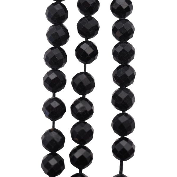 Turmalin czarny fasetowany kulka 6mm (sznur 38 cm)