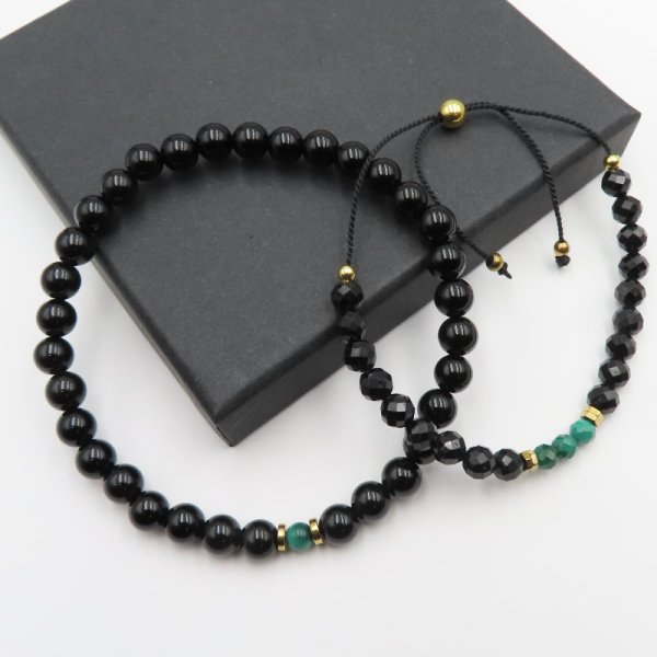 Turmalin i Malachit - bransoletki dla Pary