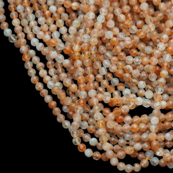 Kamień Słoneczny Fasetowany kula 4 mm (sznur)