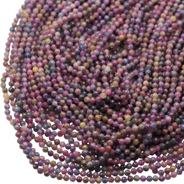 Mix kamieni Szafir, Szmaragd i Rubin - fasetowane kulki 4,3 mm (sznur)