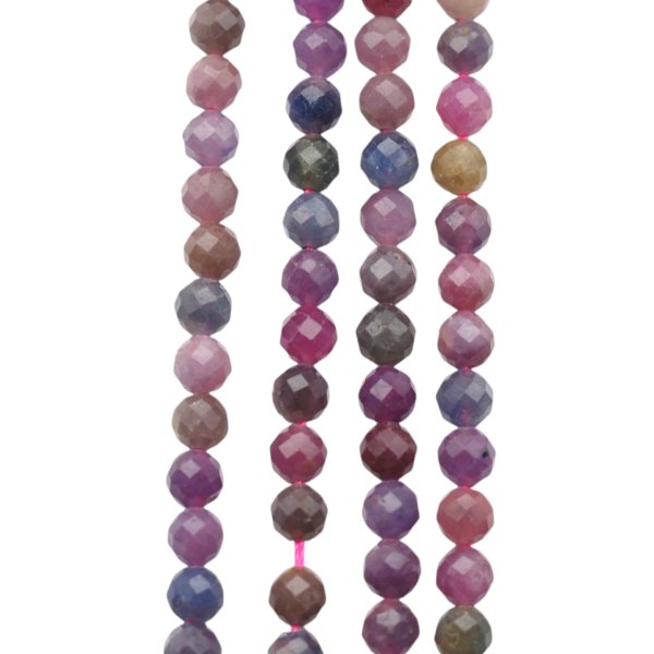 Mix kamieni Szafir, Szmaragd i Rubin - fasetowane kulki 4,3 mm (sznur)
