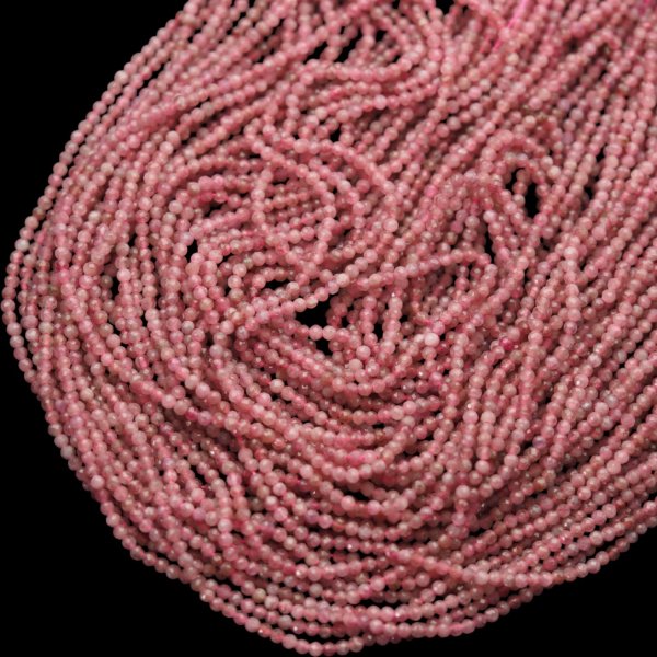 Turmalin Rubelit fasetowany kulki 2,5mm (sznur)