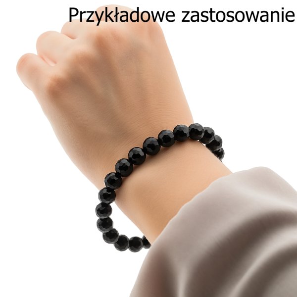 Turmalin czarny fasetowany kulka 8mm (sznur) 