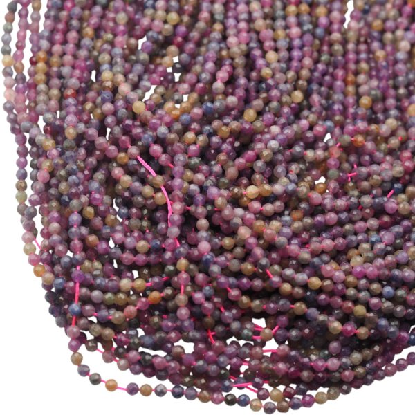Mix kamieni Szafir, Rubin, Szmaragd - fasetowane kulki 3,3 mm (sznur)
