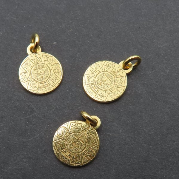 Srebro złocone Ag - zawieszka aztecka 8mm