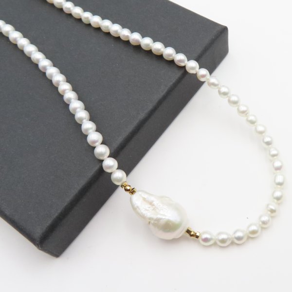 Perła Hodowana i Hematyt w srebrze złoconym