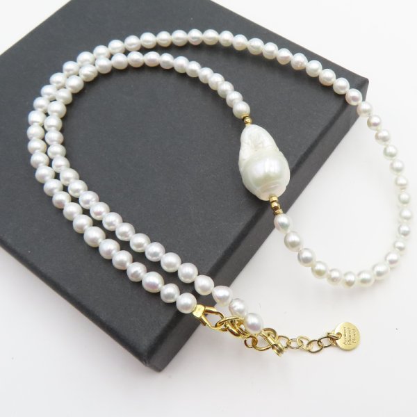 Perła Hodowana i Hematyt w srebrze złoconym