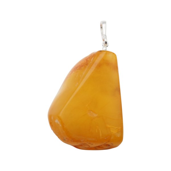 Naszyjnik z bursztynem mlecznym na rzemieniu – srebro 925, ręcznie wykonany