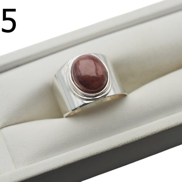 Rodochrozyt owalny i srebro - sygnet (różne kształty i rozmiary do wyboru)