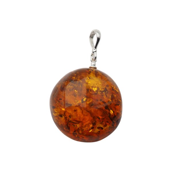 Naszyjnik z bursztynem koniakowym z łuskami – srebro 925, ręcznie wykonany