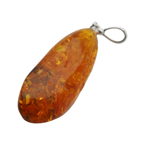 Naszyjnik z bursztynem koniakowym 39 mm – srebro 925, ręcznie wykonany