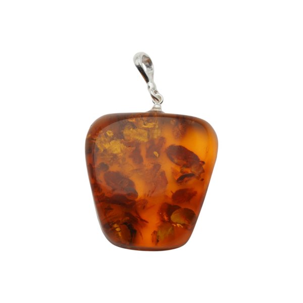 Naszyjnik z bursztynem koniakowym 28 mm – srebro 925, ręcznie wykonany
