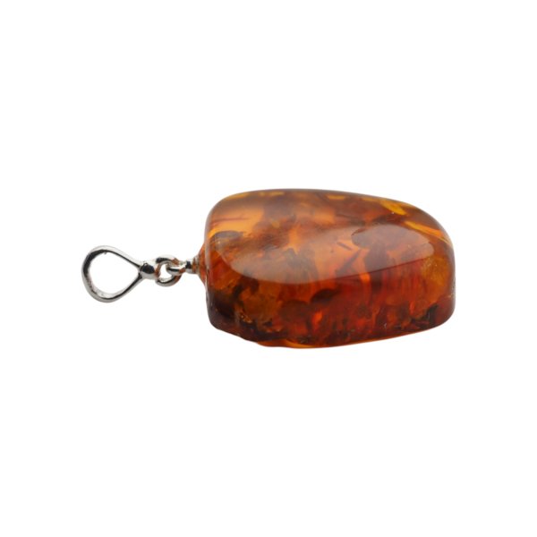 Naszyjnik z bursztynem koniakowym 28 mm – srebro 925, ręcznie wykonany