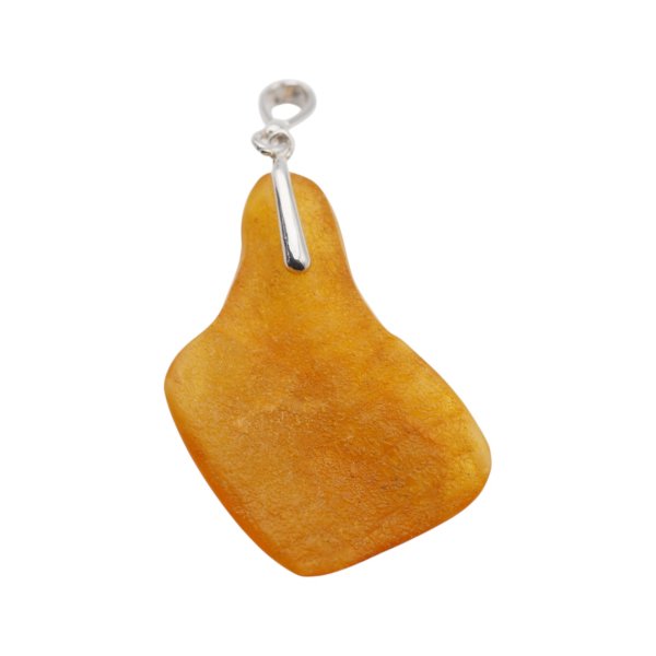 Naszyjnik z bursztynem mlecznym – srebro 925, ręcznie wykonany, surowo-polerowany