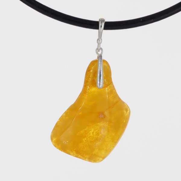 Naszyjnik z bursztynem mlecznym – srebro 925, ręcznie wykonany, surowo-polerowany