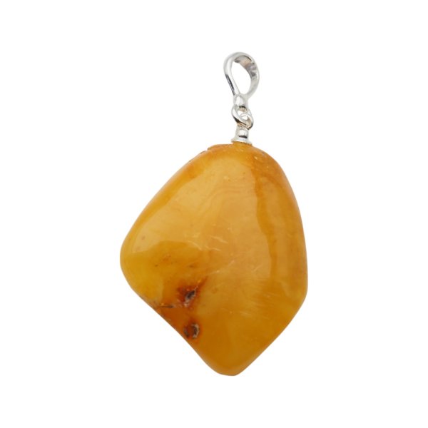 Naszyjnik z bursztynem mlecznym – srebro 925, ręcznie wykonany, na rzemieniu