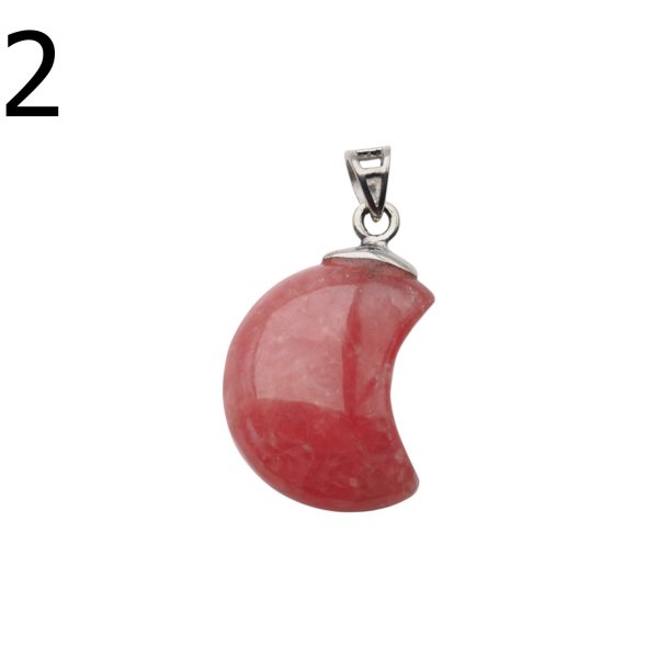 Rodochrozyt i srebro rodowane - zawieszka księżyc