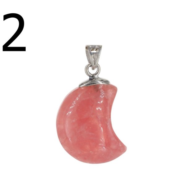 Rodochrozyt i srebro rodowane - zawieszka księżyc