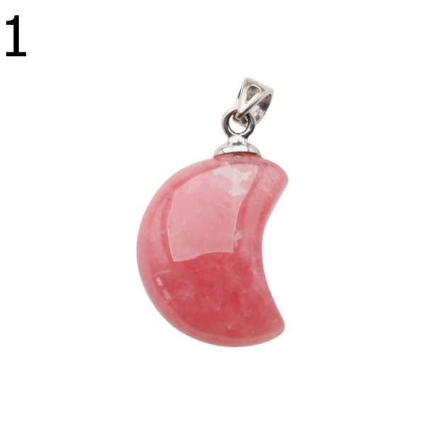 Rodochrozyt i srebro rodowane - zawieszka księżyc