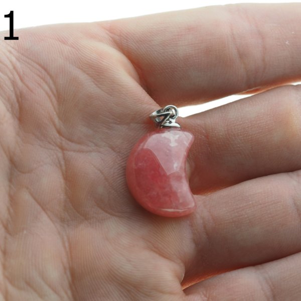 Rodochrozyt i srebro rodowane - zawieszka księżyc