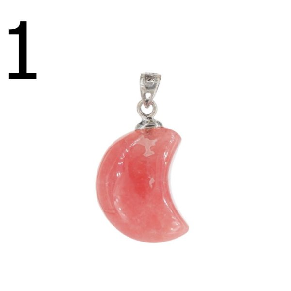 Rodochrozyt i srebro rodowane - zawieszka księżyc