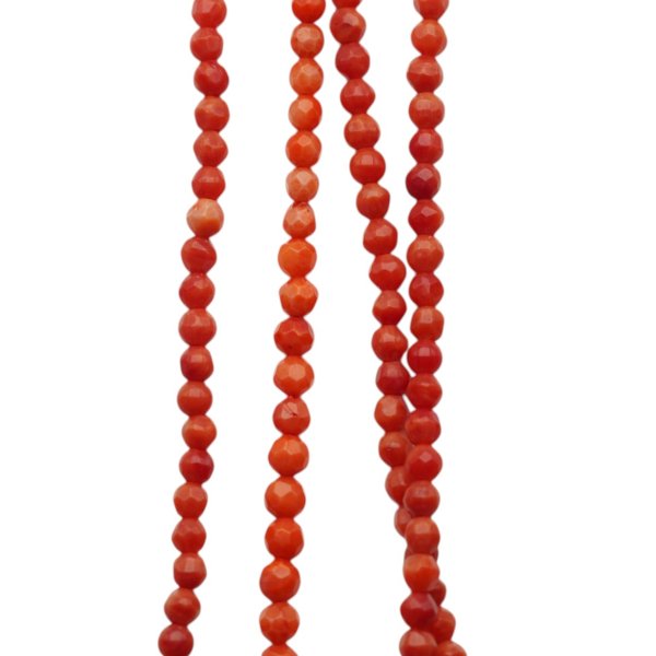 Koral czerwony fasetowany kulka 3 mm (sznur 40 cm)