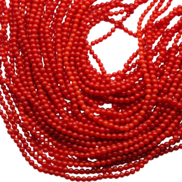 Koral czerwony polerowane kulki 2,5 mm (sznur)