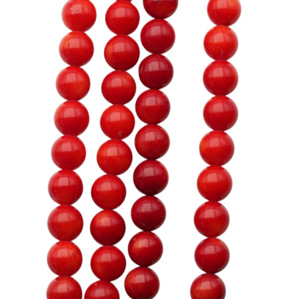 Koral czerwony polerowane kulki 7,5 mm (sznur 39,5 cm)