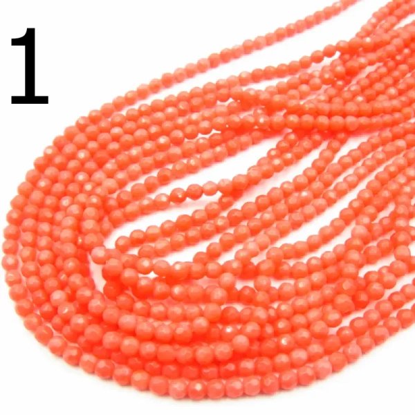 Koral pomarańczowy fasetowane kulki 4 mm (sznur)