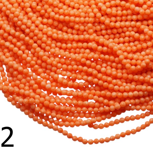 Koral pomarańczowy fasetowane kulki 4 mm (sznur)