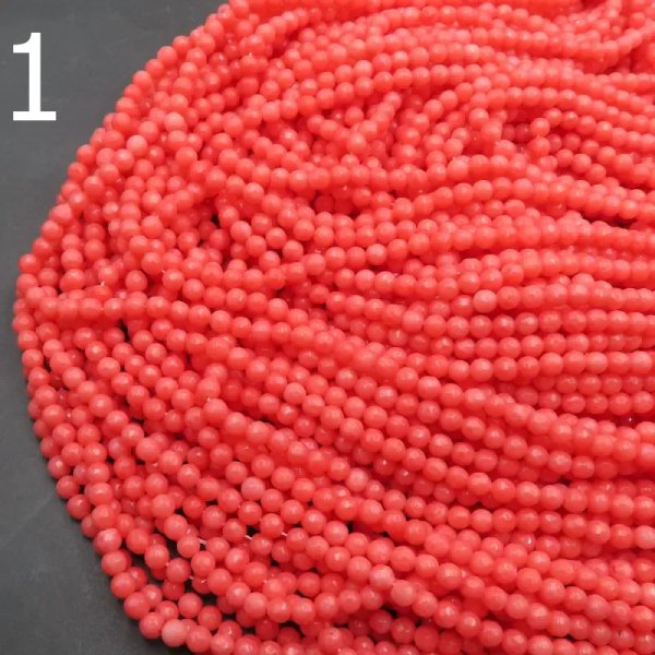 Koral różowy ciemny fasetowane kulki 4,5 mm (sznur)