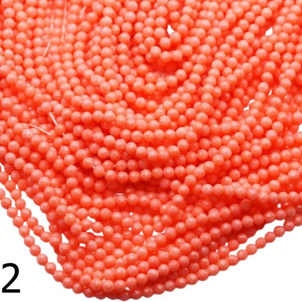 Koral różowy ciemny fasetowane kulki 4,5 mm (sznur)