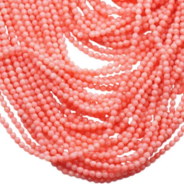 Koral różowy fasetowane kulki 2,5 mm (sznur)