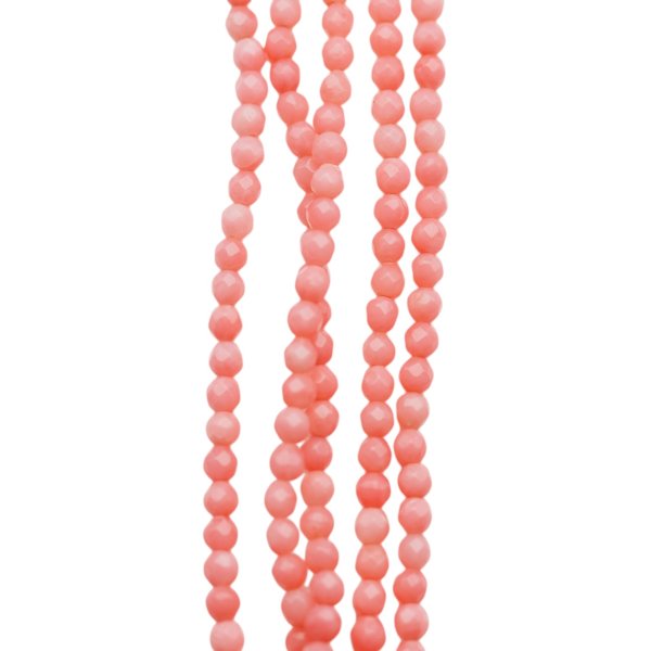 Koral różowy fasetowane kulki 2,5 mm (sznur)