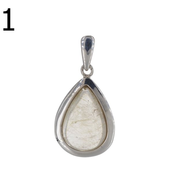 Kwarc Rutylowy ze złotą nitką i srebro rodowane - wisiorek