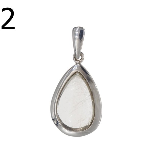 Kwarc Rutylowy ze złotą nitką i srebro rodowane - wisiorek