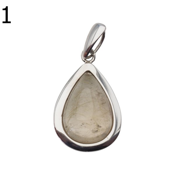 Kwarc Rutylowy ze złotą nitką i srebro rodowane - wisiorek