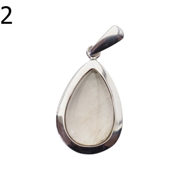 Kwarc Rutylowy ze złotą nitką i srebro rodowane - wisiorek