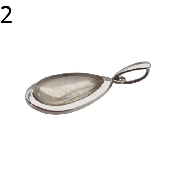 Kwarc Rutylowy ze złotą nitką i srebro rodowane - wisiorek