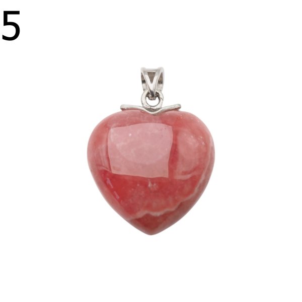 Rodochrozyt i srebro rodowane - zawieszka serce 21 mm