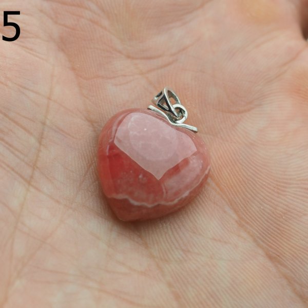 Rodochrozyt i srebro rodowane - zawieszka serce 21 mm
