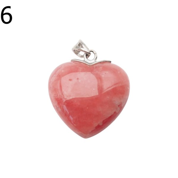 Rodochrozyt i srebro rodowane - zawieszka serce 21 mm