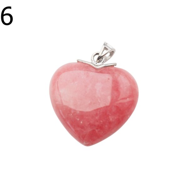 Rodochrozyt i srebro rodowane - zawieszka serce 21 mm